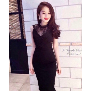 [Kèm ảnh thật] Đầm body phối lưới eo