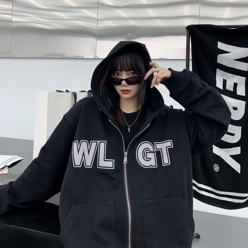 Áo Hoodie Zip 1990live, Áo Khoác Hoodie Form Rộng Có Mũ 2 lớp Chất Nỉ Bông dày dặn