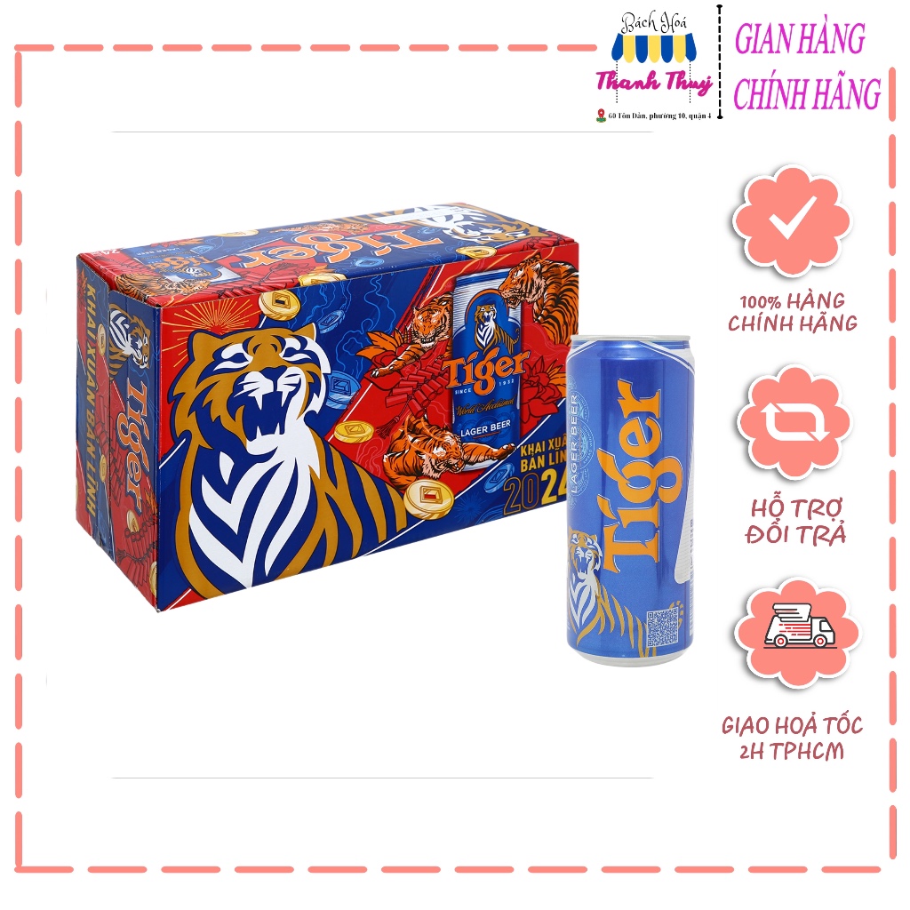 [HOẢ TỐC HCM] Thùng 24 lon bia Tiger lon cao 330ml