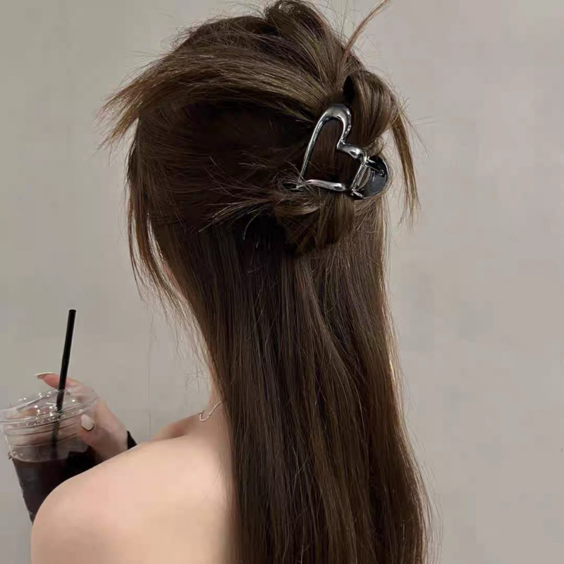 Kẹp tóc kim loại hình trái tim Phong cách Hàn quốc