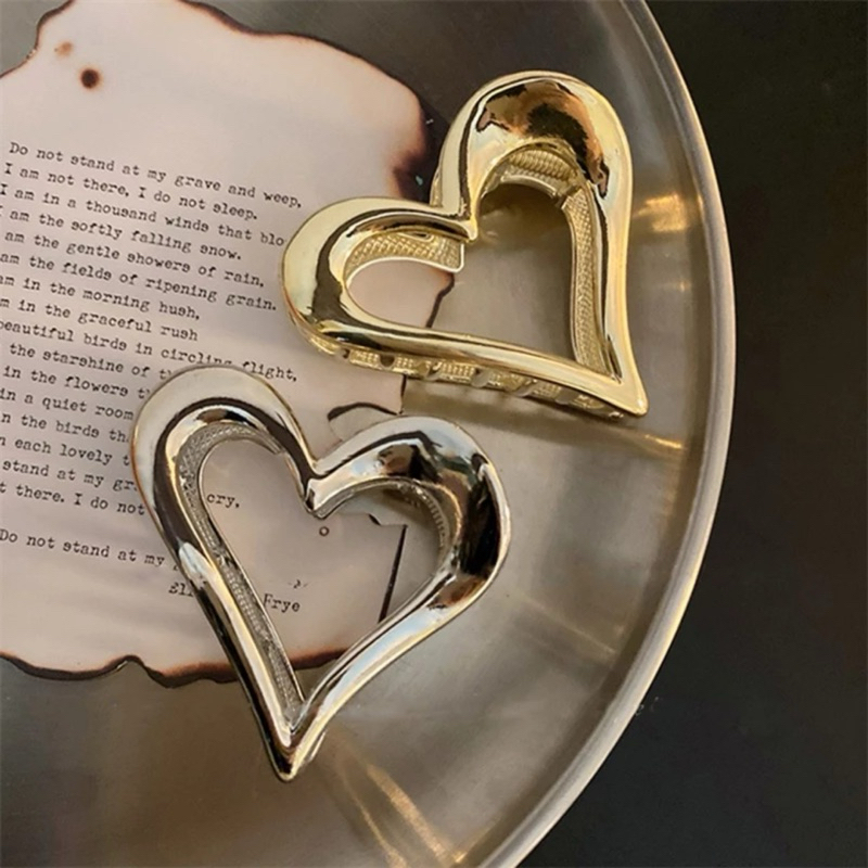 Kẹp tóc kim loại hình trái tim Phong cách Hàn quốc