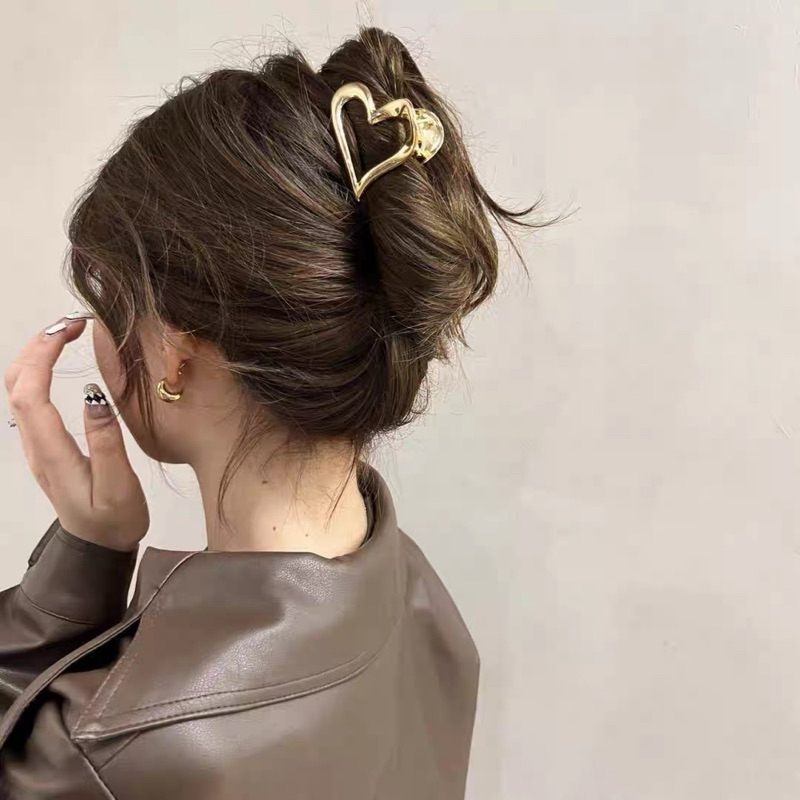 Kẹp tóc kim loại hình trái tim Phong cách Hàn quốc