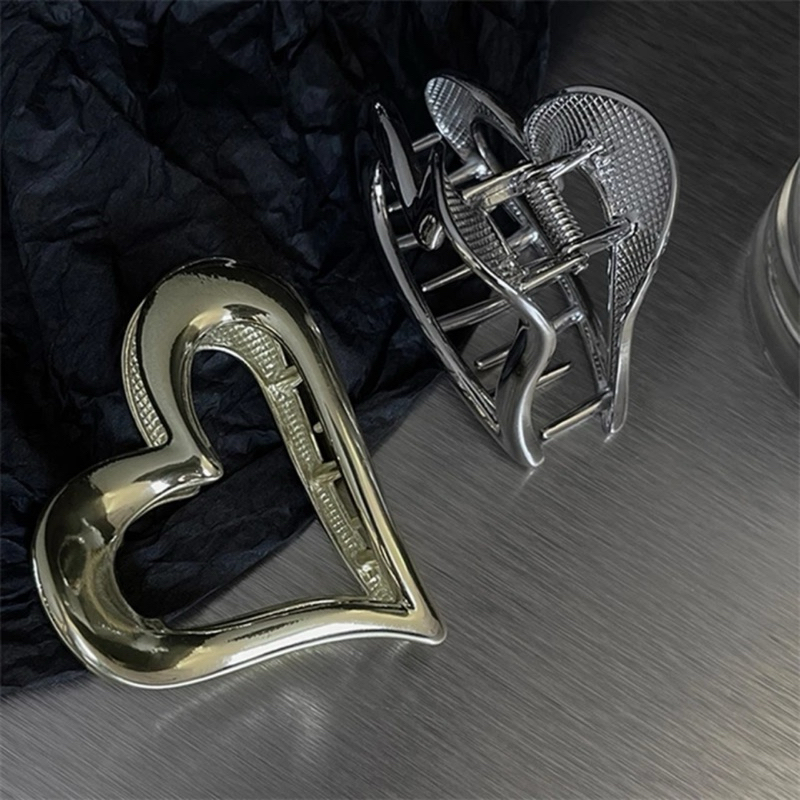 Kẹp tóc kim loại hình trái tim Phong cách Hàn quốc