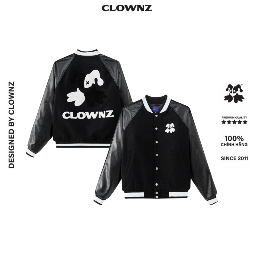 Áo khoác varsity jacket local brand Clownz Big Logo V2 unisex nam nữ, form rộng, nhiều màu