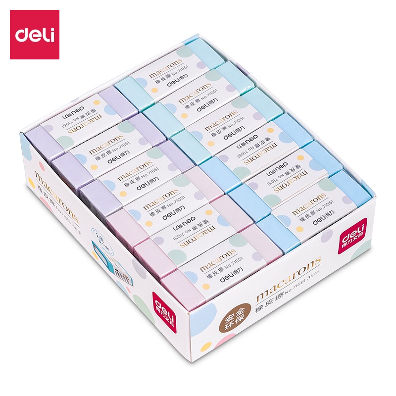 Tẩy Deli 71051 Màu Pastel Cực Dễ Thương Chất Liệu PVC Dễ Dàng Tẩy Xóa Deli Chính Hãng