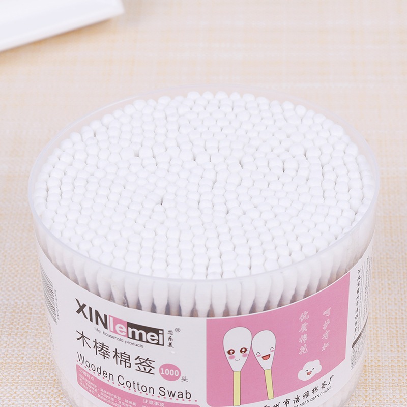 Hộp 500 Bông Tăm Ráy Tai 2 Đầu Làm Sạch Bằng Gỗ Tiện Dụng