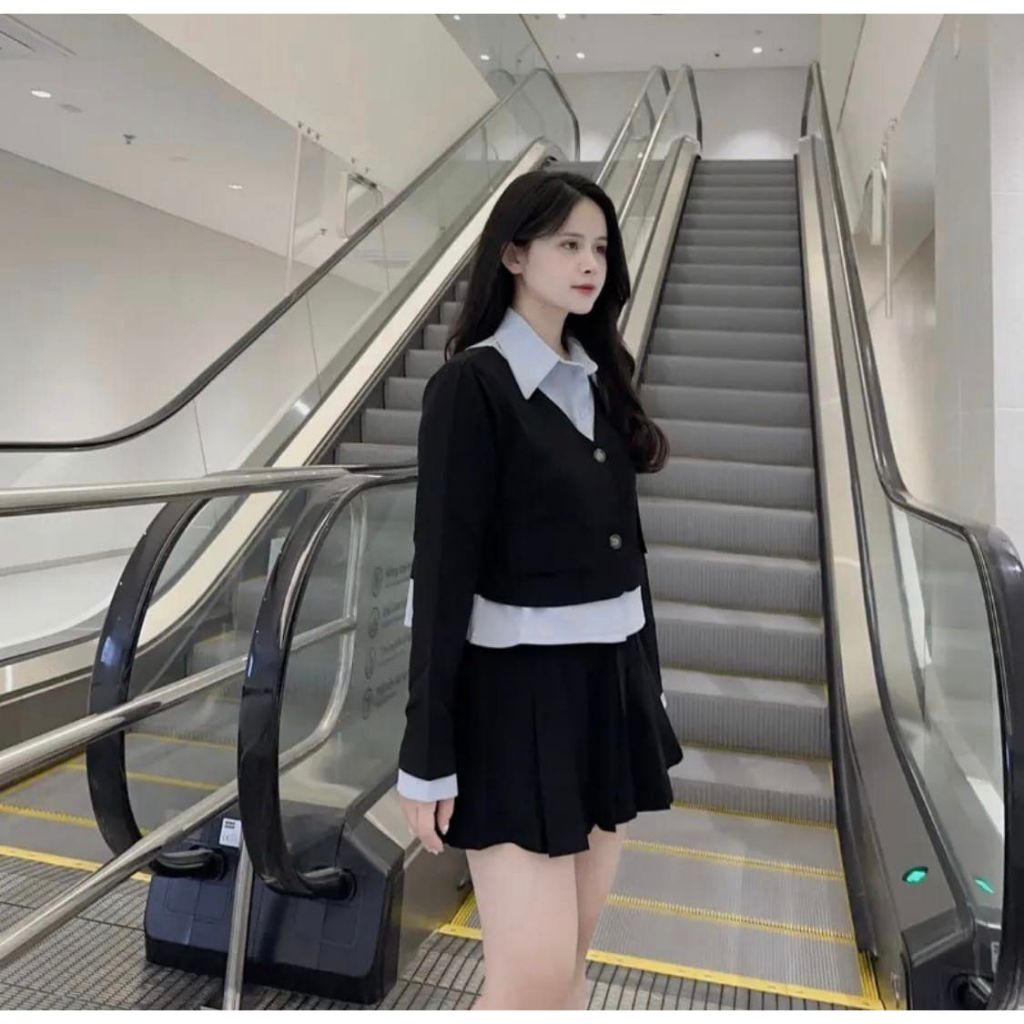 Set đen phối xanh dài