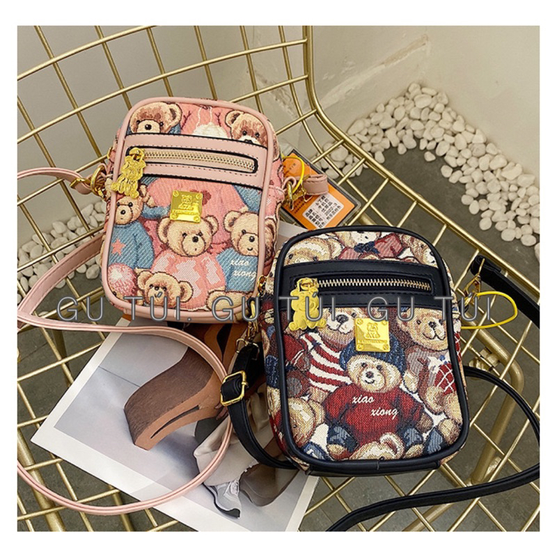 Túi Đeo chéo điện thoại nam nữ hình gấu chính hãng Kadingxiong loại đẹp