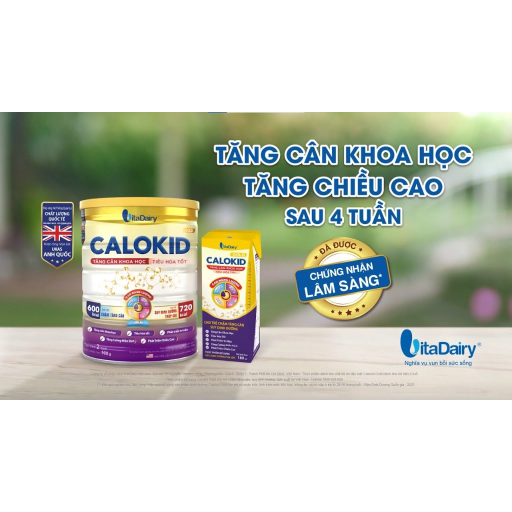 Sữa Nước Vitadairy Calokid Gold 110ml giúp bé tăng cân khoa học, tiêu hóa tốt ( thùng 48 hộp)