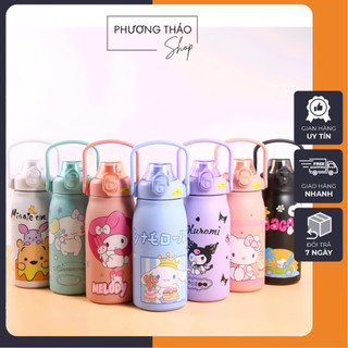 Bình Đựng Nước Giữ Nhiệt Thép Không Gỉ INOX 304 Dễ Thương Dung Tích 1200ml Ly Cốc Giữ Nhiệt Có Ống Hút Kèm Túi Đựng