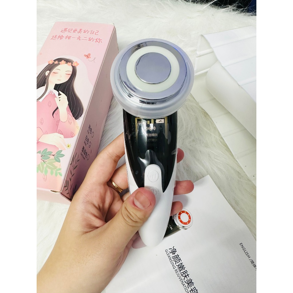 Máy Massage Mặt Đẩy Tinh Chất ion cầm tay máy điện di máy tẩy trang  nâng cơ mặt làm sạch sâu cấp ẩm