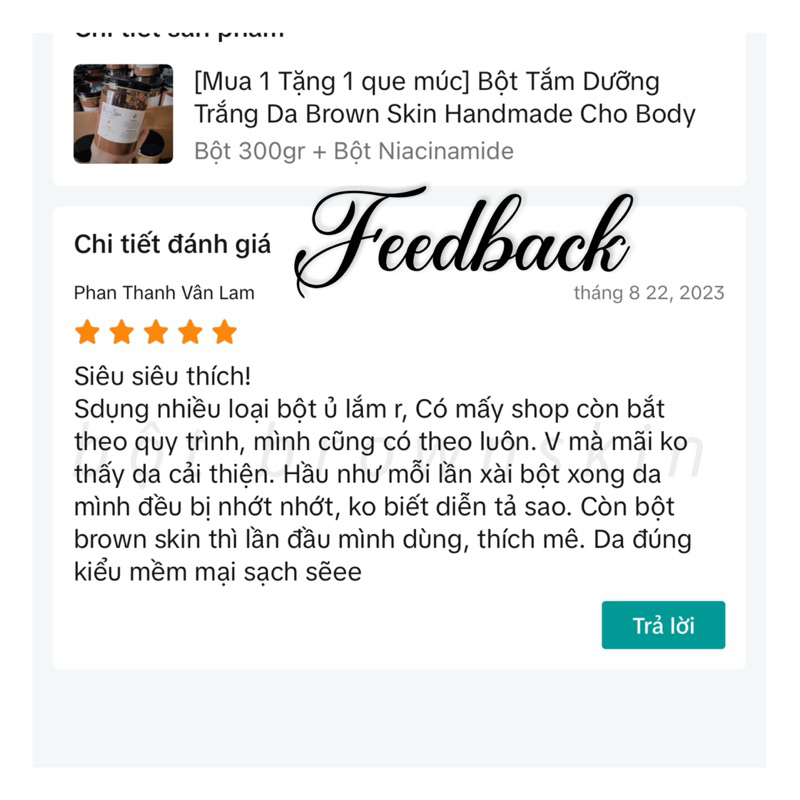 Bột Tắm Dưỡng Trắng Da Nhả Nắng Cơ Thể Brown Skin Handmade Cho Body