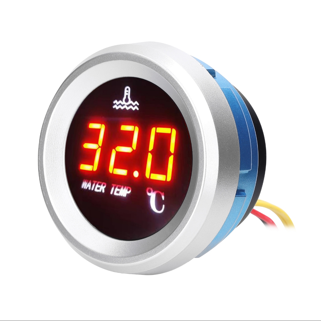 Đồng hồ đo nhiệt độ nước 52mm Màn hình LED đồng hồ kỹ thuật số ô tô 9-36V với chức năng cảnh báo cảm biến nhiệt độ