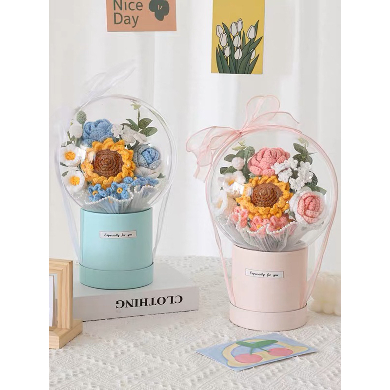 DIY0004_Tự làm Hộp Quà Tặng Valentine Bằng Len Dệt Kim Cotton Sữa Hoa Hướng Dương cho Nữ