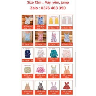Size 12m _ Váy, yếm , Jump nhiều mẫu