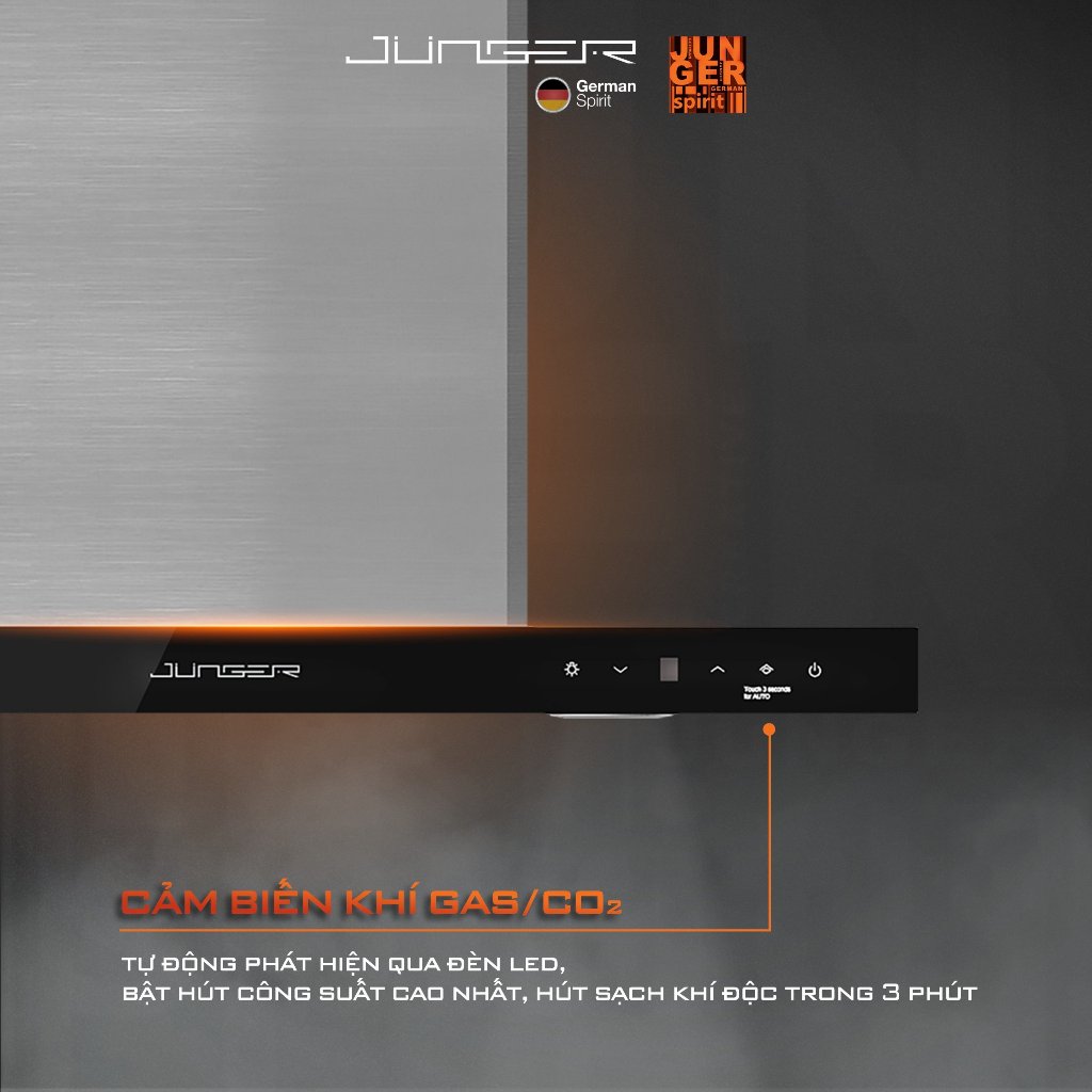 Hút mùi Junger HRJ-700 Công suất 1000m3/h Động cơ AC hút xả trực tiếp Hàng Chính Hãng Bảo Hành 12 Tháng