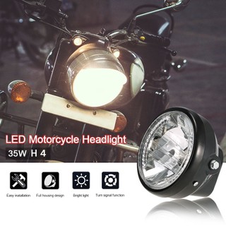 Đèn pha LED xe máy 7 inch có đèn LED báo rẽ màu vàng không có giá đỡ