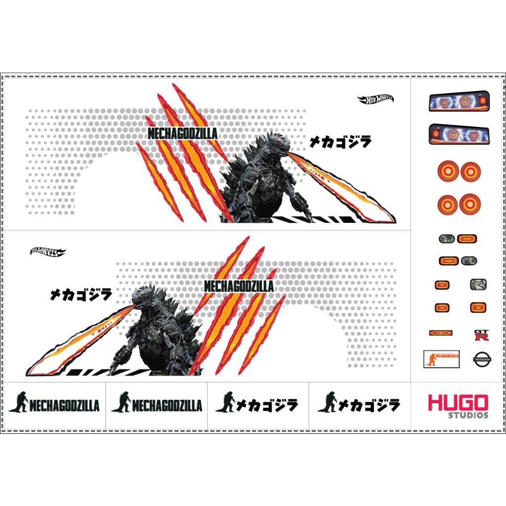 Hugo Studios Decal trượt nước Godzilla 4 - Mechagodzilla  tỉ lệ 1/64 chưa phủ clear