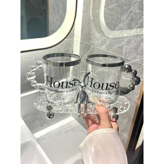 Set cốc thuỷ tinh đánh răng kèm khay