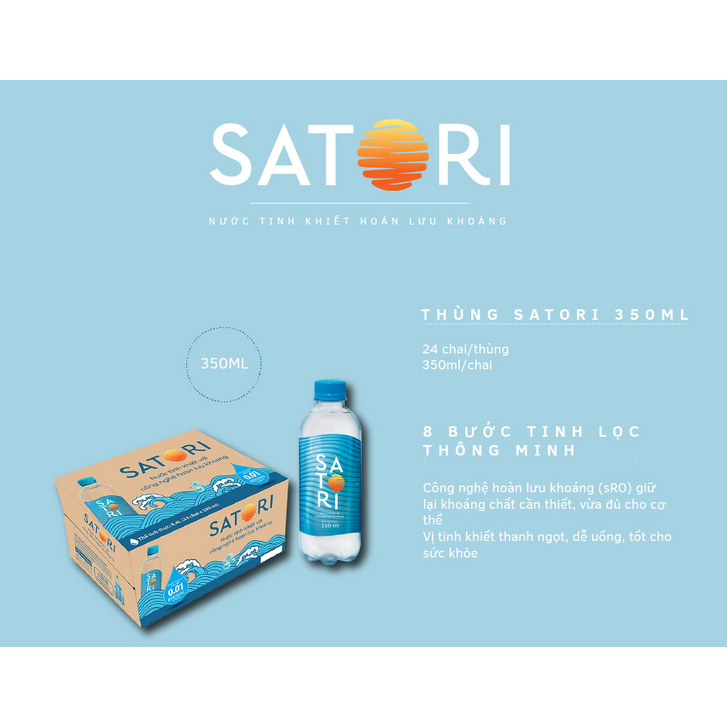 Thùng 24 Chai Nước tinh Khiết Satori 350ml