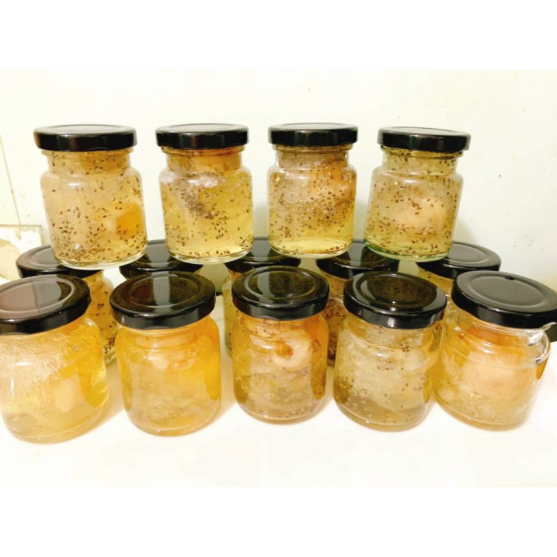 Hũ chưng yến 75ml.Thủy Tinh nắp thiếc màu Đen.