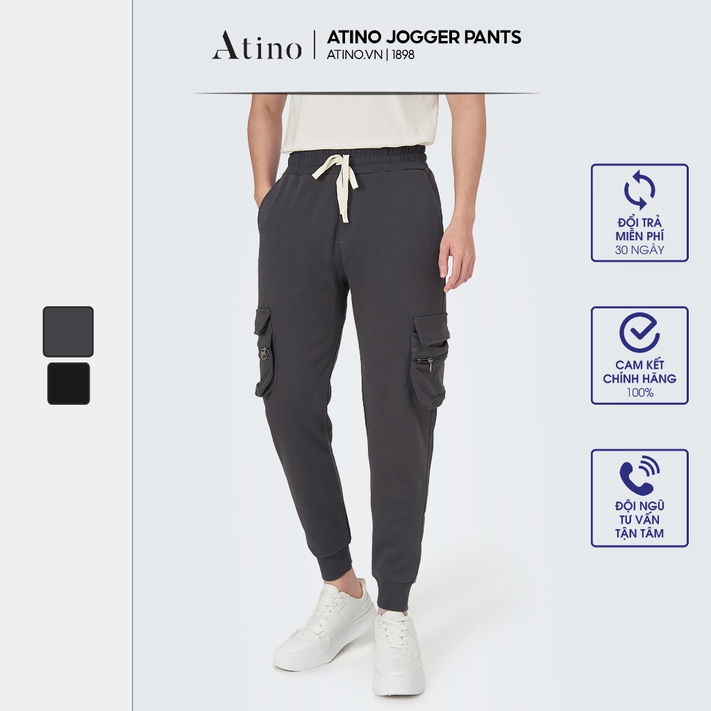 Quần Jogger Cargo Nam ATINO Vải Nỉ Co Giãn Form Regular QN2.1898