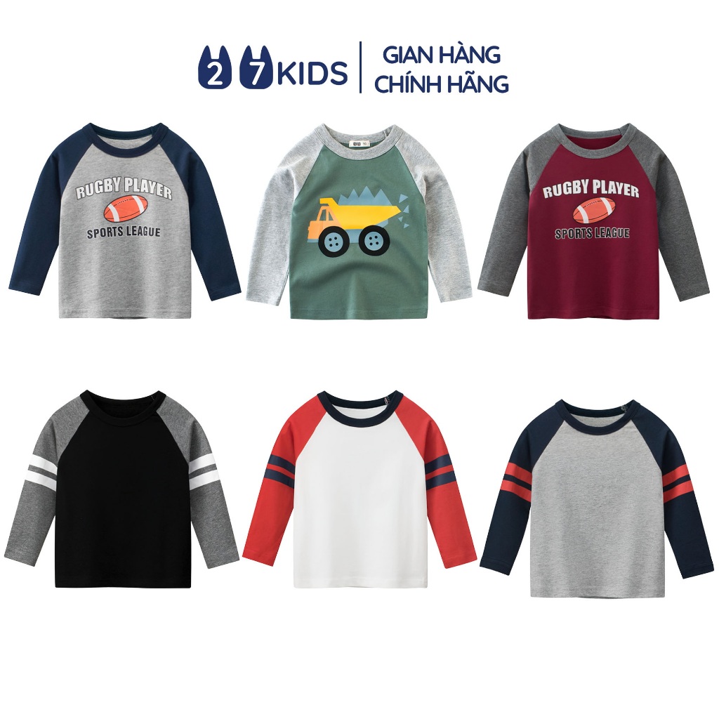 Áo thun dài tay bé trai 27Kids áo thu đông nam 100% Cotton cho trẻ từ 2-10 tuổi BLTS4