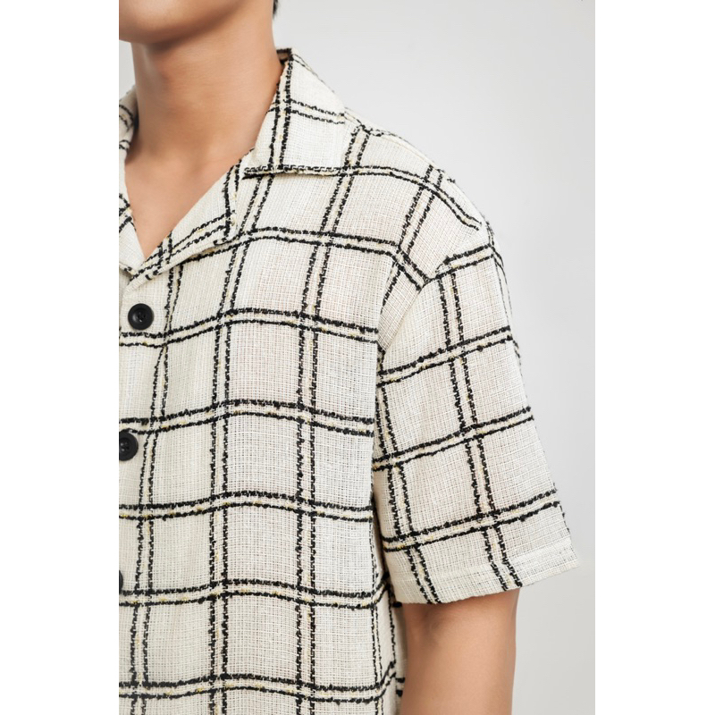 CHECKED TWEED CUBAN SHIRT