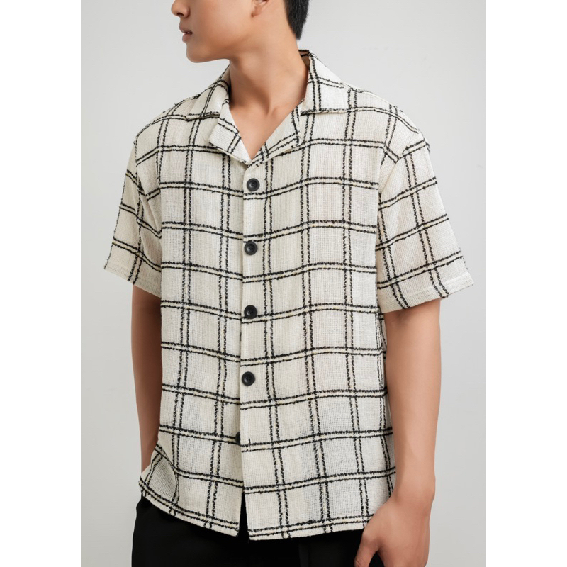 CHECKED TWEED CUBAN SHIRT