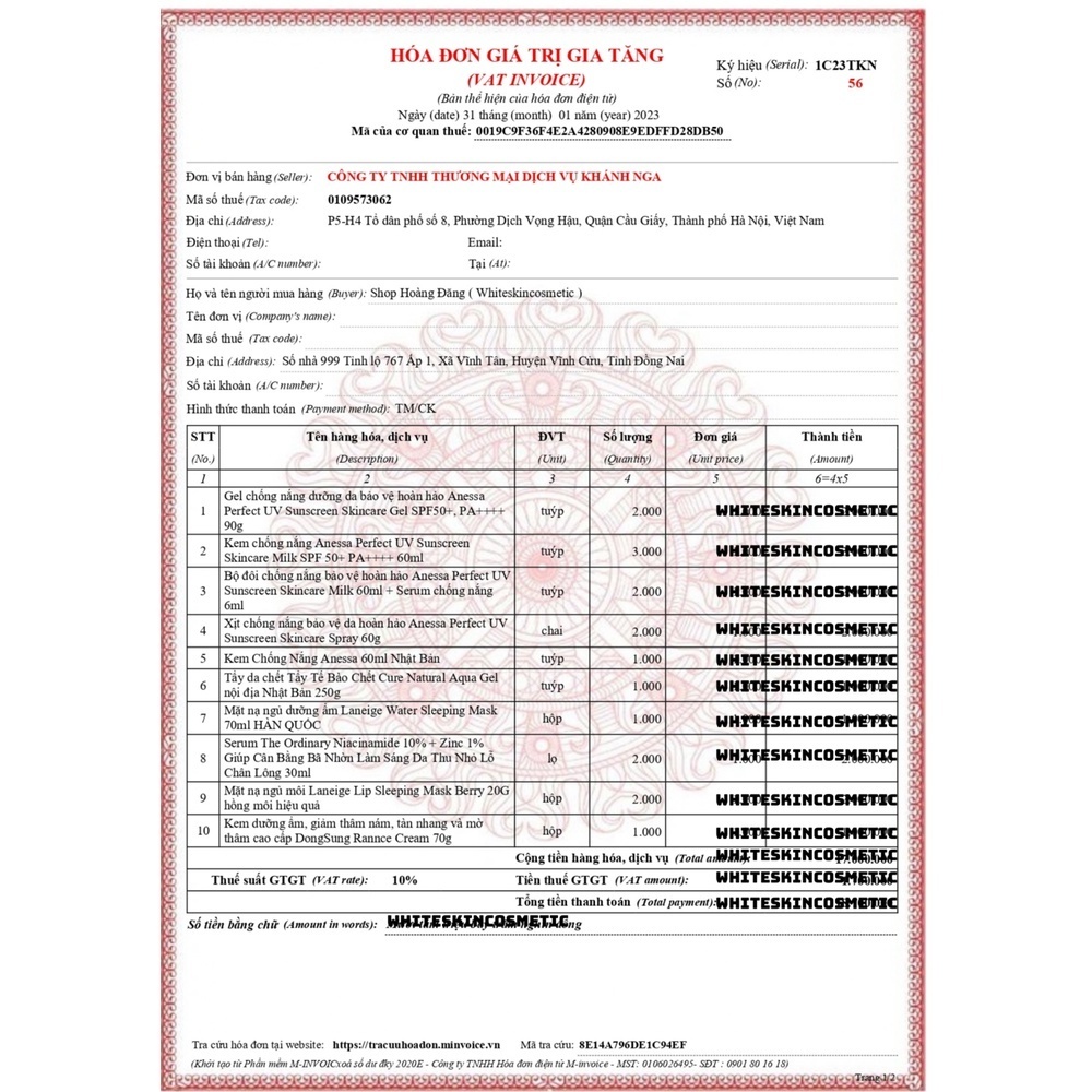 Kem chống nắng Anessa Perfect UV Sunscreen Skincare Milk 60ml nhật bản