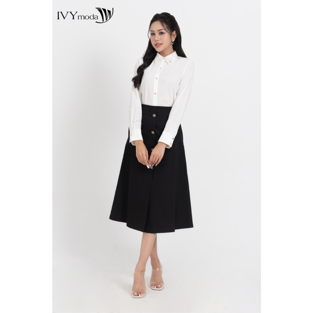 Áo sơ mi đính hoa nữ IVY moda MS 17M8549