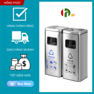 Thùng rác hai ngăn phân biệt có gạt tàn vhp-b-110a-40l