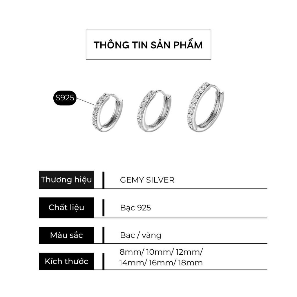 Khuyên tai tròn nam bạc 925 đính đá phong cách unisex Egan (1 chiếc) | GEMY SILVER KN82