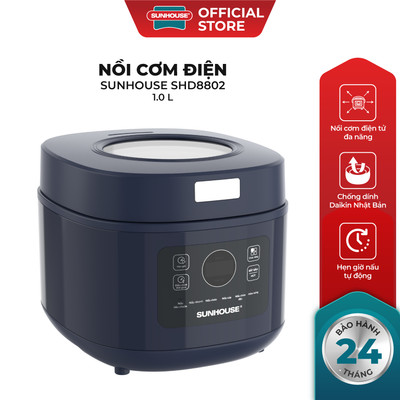 Nồi cơm điện tử 1L SUNHOUSE SHD8802 - Công suất 600W - Hẹn giờ - Đa chức năng - Thích hợp gia đình từ 2-3 người
