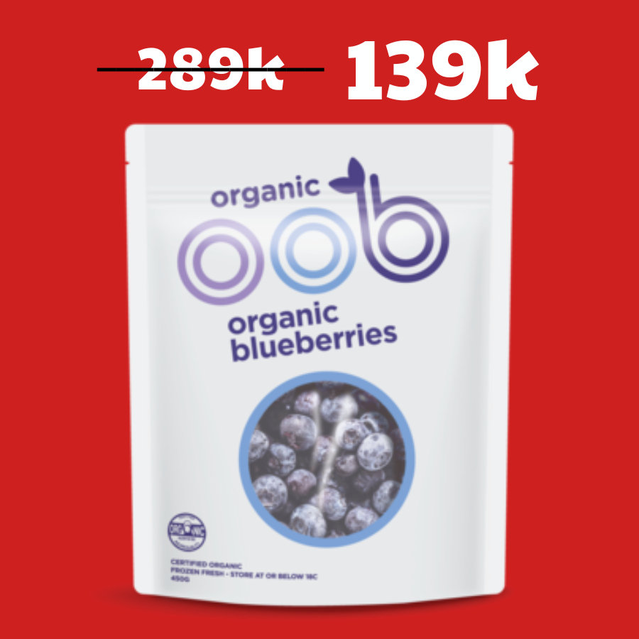 Trái VIỆT QUẤT tươi sấy lạnh 100% HỮU CƠ nhập khẩu New Zealand Oob organic Blueberries 450g