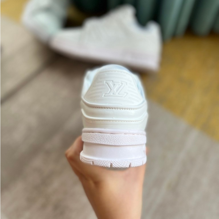 Giày Louis Vuitton Trainer White Nam Nữ, Giày LV Trainer Full Trắng Hàng Cao Cấp Bản Đep Full Bill Box