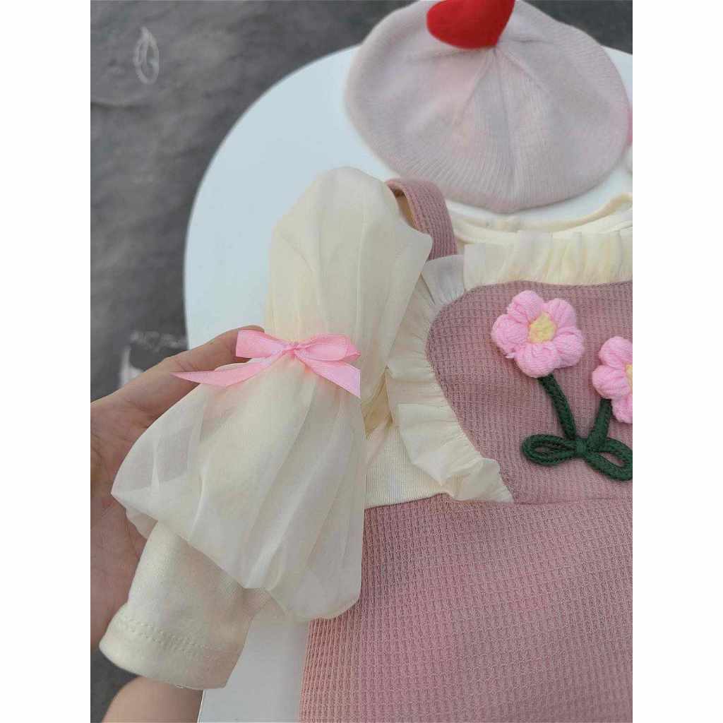 Body Thun Dài Tay Trái Tim Hoa  4-11 kg,Body Cho Bé Gái Sơ Sinh Đầy Tháng Thôi Nôi Chất Mềm Mịn