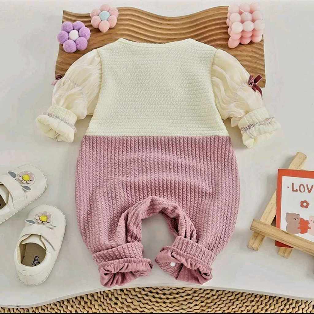 Body Thun Dài Tay Trái Tim Hoa  4-11 kg,Body Cho Bé Gái Sơ Sinh Đầy Tháng Thôi Nôi Chất Mềm Mịn