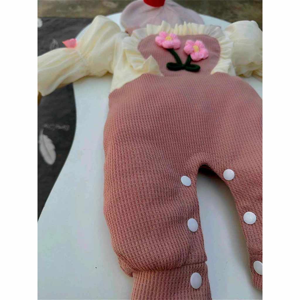 Body Thun Dài Tay Trái Tim Hoa  4-11 kg,Body Cho Bé Gái Sơ Sinh Đầy Tháng Thôi Nôi Chất Mềm Mịn