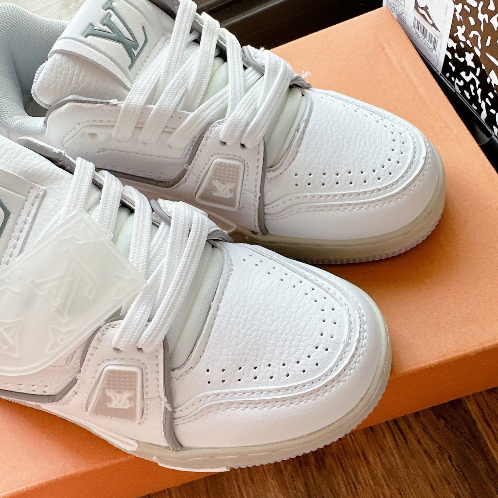 GIÀY THỂ THAO SNEAKER LV #54 TRẮNG XANH THAN ĐẾ NÂU MỚI LV #54 bản cao cấp, giày lv #54  kem xám