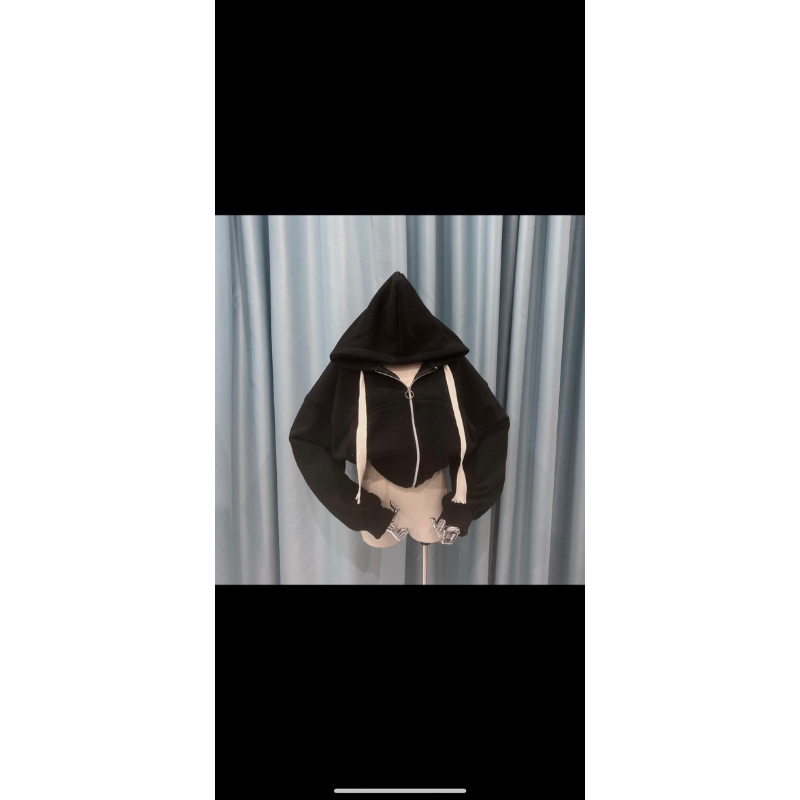 Áo Khoác Nỉ Ngoại Croptop đen freesize