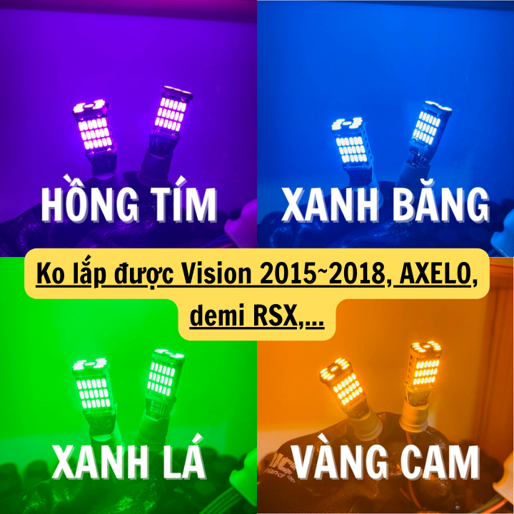 Combo Đèn LED T10 T15 gắn Xi Nhan, Demi Cho Xe máy Xe Oto Chip 4014 Siêu sáng Nhiều Màu Lựa Chọn