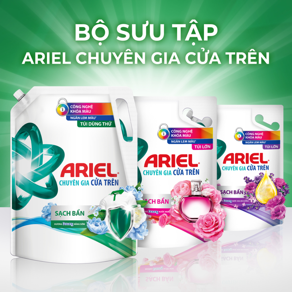 Combo 2 Túi Nước Giặt ARIEL Chuyên Gia Cửa Trên Hoa Oải Hương 3.9KG/túi