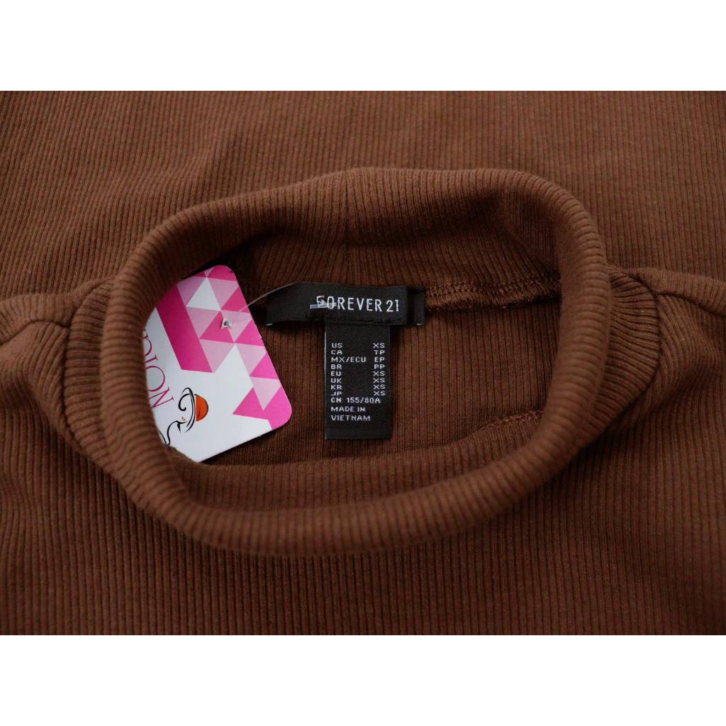 Áo thun gân cổ lọ F21 tay dài trơn