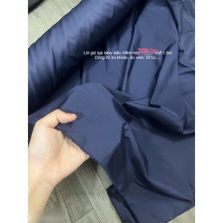Combo 2m vải gió lụa làm lót áo, váy, vỏ áo gối màu xanh navy (siêu thị sv)