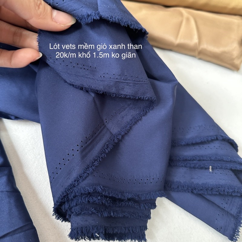 Combo 2m vải gió lụa làm lót áo, váy, vỏ áo gối màu xanh navy