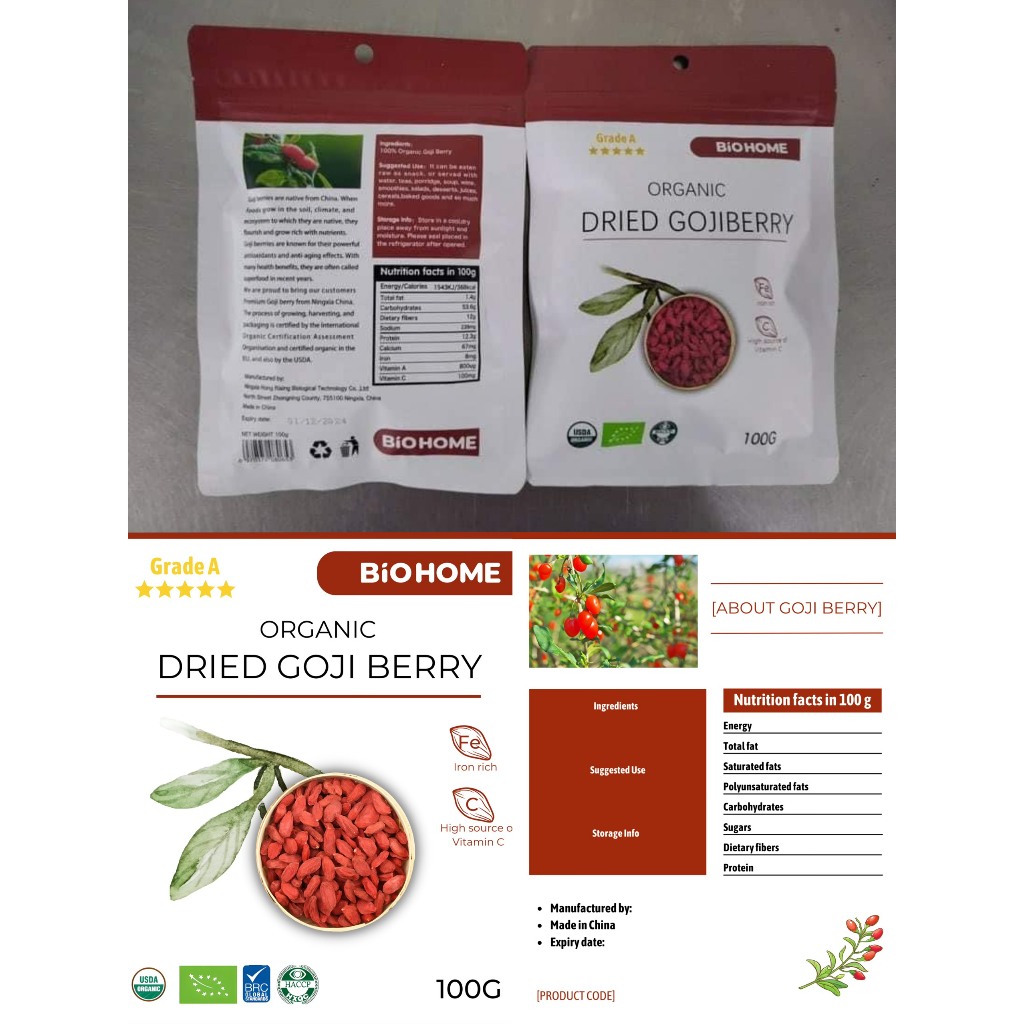 Kỷ tử hữu cơ Biohome 100g - 250g