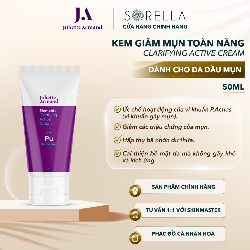 [JULIETTE ARMAND] Kem giảm mụn toàn năng Clarifying Active Cream