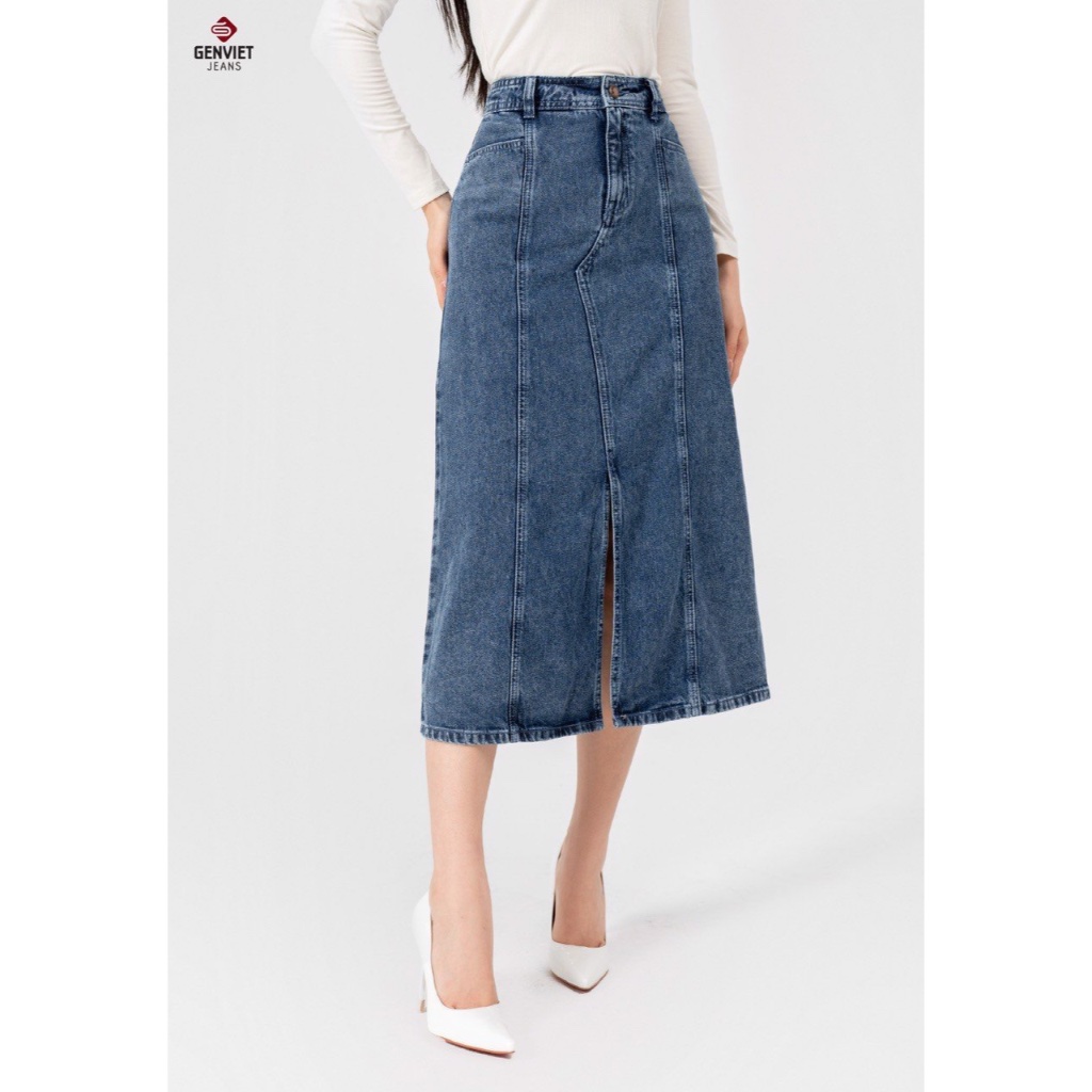 Chân váy GENVIET - Juyp nữ Jeans ngắn TJ228J8411