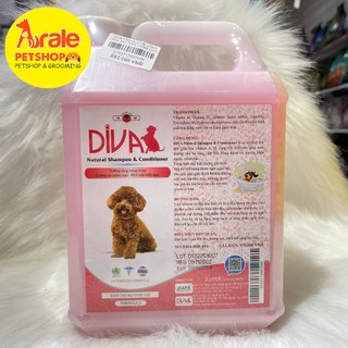 [ Can 2L ] Sữa tắm Diva dưỡng lông, khử mùi,mềm mượt,hạn chế rụng lông cho chó mèo 2L